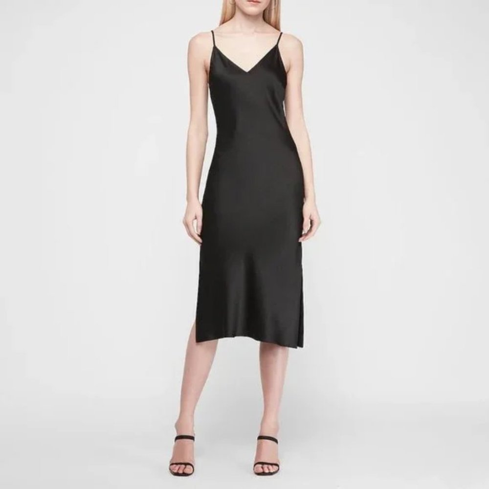 Express Satin V-Neck Midi Slip Dress NWT